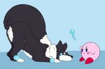 ambiguous_gender black_body black_fur black_nose blue_background blue_body blue_eyes blue_fur duo feral fluffy fluffy_tail fur neck_tuft simple_background tail tuft white_body white_fur parooty kirby_(series) nintendo kirby skib canid canine canis domestic_dog fox hybrid mammal