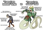 anthro apode armor blue_eyes duo female forked_tongue katana legless male melee_weapon samurai_armor serpentine sword tongue tsaesci weapon ratopombo among_us bethesda_game_studios innersloth microsoft the_elder_scrolls draconcopode human mammal reptile scalie snake hi_res