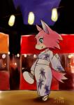 anthro asian_clothing clothed clothing east_asian_clothing female fur hand_fan japanese_clothing pink_body pink_fur solo uchiwa_fan yukata j-fujita animal_crossing nintendo freya_(animal_crossing) canid canine canis mammal wolf