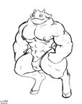 big_muscles bulge huge_muscles hyper hyper_muscles male muscular nipple_piercing nipple_ring nipples pecs piercing ring_piercing solo vein veiny_muscles bigshow high_guardian_spice amphibian bovid caprine frog goat hybrid mammal hi_res monochrome