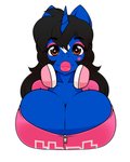 anthro big_breasts black_hair breasts brown_eyes cleavage clothed clothing electronics eyeshadow female hair headphones heart_symbol horn lips lipstick looking_at_viewer makeup pink_lipstick solo thick_lips thot kloudmutt hasbro my_little_pony mythology klodette equid equine mammal mythological_creature mythological_equine unicorn 4:5 absurd_res hi_res