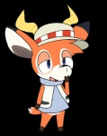 anthro blue_eyes bottomless clothed clothing hat headgear headwear horn male open_mouth simple_background solo transparent_background spcrossing animal_crossing nintendo beau_(animal_crossing) antelope bovid mammal 2015 alpha_channel