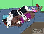 anthro biped breasts cleavage clothed clothing cuddling drafess facial_piercing female female/female female_anthro nose_piercing nose_ring piercing ring_piercing septum_piercing septum_ring spooning fuenmax asinus donkey equid equine hybrid kangaroo macropod mammal marsupial hi_res