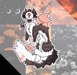 ambiguous_gender cloud covered_eyes feral flower front_view fur grey_body grey_fur long_tail mask pink_body pink_fur pink_wings plant question_mark rose_(flower) solo sunset tail white_body white_fur white_tail wings anonymous_artist canid canine mammal hi_res