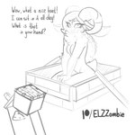 anthro big_ears boat dialogue female horn humor nude piston redstone solo text vehicle watercraft elzzombie microsoft minecraft mojang xbox_game_studios spring_(elzzombie) bovid caprine mammal sheep 1:1 english_text meme monochrome