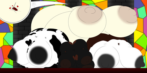 anthro aura belly belly_expansion big_belly big_breasts big_butt big_nipples blue_eyes breasts brown_hair butt butt_expansion expansion female green_eyes group hair hall happy heart_symbol horn huge_belly huge_breasts huge_butt huge_nipples hyper hyper_belly hyper_breasts hyper_butt hyper_inflation hyper_nipples inflation multi_breast nipple_expansion nipples red_hair round_body spots stained_glass yellow_eyes signum-factorem mythology bovid bovine canid canine canis cattle dobermann domestic_dog equid equine horse mammal mythological_creature mythological_equine pinscher unicorn 2:1 absurd_res colored hi_res