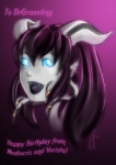 blue_eyes fangs female glowing glowing_eyes horn humanoid_pointy_ears not_furry pointy_ears smile solo teeth tentacles text redstash blizzard_entertainment warcraft monara draenei horned_humanoid humanoid mammal english_text