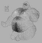 anthro belly_hair big_muscles body_hair hairy hairy_pecs huge_muscles hyper hyper_muscles male musclegut muscular nipples overweight overweight_male pecs qr_code solo tute_bear night_in_the_woods angus_delaney bear mammal hi_res