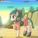 blush female feral outside ponification solo lumineko 30_minute_art_challenge dragon_ball hasbro my_little_pony bulma equid equine horse mammal pony 1:1 crossover meme