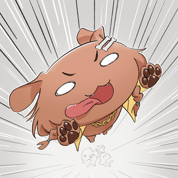 :3 accessory braided_hair brown_body brown_fur brown_pawpads chain clothing empty_eyes eyebrows fangs female feral fierce floppy_ears fur gold_(metal) gold_chain group hair hair_accessory hairpin jacket jumping lunge motion_lines movement pawpads paws pigtails simple_background stylized teeth tongue tongue_out topwear twin_braids yellow_clothing yellow_jacket_(clothing) yellow_topwear sukezou563 hololive jump_king vtuber inugami_korone canid canine canis domestic_dog human mammal 1:1 hi_res