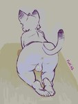 anthro backsack balls big_butt butt feet fur genitals hindpaw huge_butt kneeling male nude paws presenting presenting_hindquarters rear_view simple_background solo tail text thick_thighs wide_hips furtiv3 domestic_cat felid feline felis mammal absurd_res digital_media_(artwork) hi_res