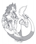 anthro anus arm_warmers armwear balls blush bodily_fluids butt claws clothing collar cum erection femboy genital_fluids genitals greyscale leg_warmers legwear looking_at_viewer male mammal markus_(dowantanaccount) monochrome pattern_armwear pattern_clothing pattern_legwear penis sergal simple_background sketch solo spottyjaguar spread_legs spreading striped_armwear striped_clothing striped_legwear stripes tail white_background