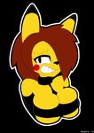 anthro big_breasts bodily_fluids breast_squish breasts female looking_at_viewer nervous_smile smile solo squish sweat dongitos nintendo pokemon amber_(kingretrokirby) fan_character generation_1_pokemon pikachu pokemon_(species) 2015