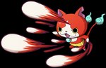 2_tails ambiguous_gender feral fur motion_lines multi_tail multicolored_body multicolored_fur open_mouth punch red_body red_fur simple_background solo tail transparent_background two_tone_body two_tone_fur white_body white_fur unknown_artist level-5 yo-kai_watch jibanyan domestic_cat felid feline felis mammal alpha_channel full-length_portrait official_art portrait