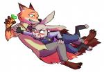 anthro blush carrot_pen clothing duo female fight male police police_uniform simple_background uniform white_background paulgq disney zootopia judy_hopps nick_wilde canid canine fox lagomorph leporid mammal rabbit red_fox true_fox