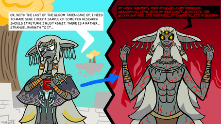 3_eyes 5_fingers anthro before_and_after black_sclera clothed clothing corruption dialogue fingers floating_island hair jewelry long_hair male mind_control multi_eye open_mouth open_smile plant possession sequential_arrow smile solo speech_bubble text tree white_hair yellow_eyes mothost nintendo tears_of_the_kingdom the_legend_of_zelda rauru_(tears_of_the_kingdom) mammal zonai 2023 digital_media_(artwork) english_text hi_res signature