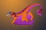 belly big_belly digestion feral horn long_tail male orange_body orange_skin purple_body purple_skin soft_vore solo tail vore cmitchell mythology dragon mythological_creature mythological_scalie scalie hi_res