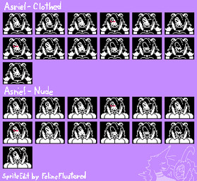 angry anthro blush clothing duo expressions eyes_closed female hair hair_over_eye horn jewelry long_ears long_hair long_horn looking_away male male/female muscular muscular_male necklace nude offscreen_sex pecs robe shadowed_eyes shadowed_face sharp_teeth shoulder_pads smug solo sprite sprite_art sprite_sheet surprised teeth text felineflustered undertale undertale_(series) asriel_dreemurr_(god_form) sixex_(felineflustered) boss_monster_(undertale) bovid caprine domestic_cat felid feline felis goat hybrid mammal digital_media_(artwork) expression_sheet low_res pixel_(artwork) male_(lore) trans_(lore) trans_woman_(lore)
