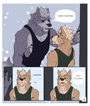 absurd_res anthro border canid canine canis clothing comic dialogue duo english_text eye_contact fox fox_mccloud hi_res looking_at_another male male/male mammal muscular muscular_male nintendo nipples pecs shirt speech_bubble star_fox tank_top text topwear toroi wanting_to_bottom white_border wolf wolf_o'donnell