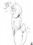 2015 ?! anthro asriel_dreemurr blush boss_monster_(undertale) bottomless bovid butt byondrage caprine clothed clothing digital_media_(artwork) embarrassed femboy fur goat hi_res horn looking_at_viewer looking_back looking_back_at_viewer male mammal monochrome simple_background sketch smile solo surprise undertale undertale_(series) white_background