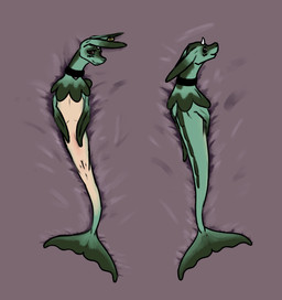 animal_genitalia animal_vulva anus belly_blush blush body_blush cetacean_genitalia cetacean_vulva collar ear_piercing ear_tag female feral flukes genitals horn looking_at_viewer looking_back lying mammary_slits multiple_poses navel on_back on_front piercing pose solo vulva iuno llwych scalie hi_res