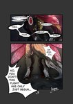 anthro dialogue fangs genitals groupie male male/male rockstar sabertooth_(anatomy) teeth text isuna arthropod insect lepidopteran moth comic english_text hi_res