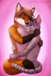 anthro casual_nudity countershading cuddling duo eyewear eyewear_on_head eyewear_only hug love male male/male nude romantic romantic_couple sunglasses sunglasses_on_head sunglasses_only zeta-haru spoonyfox spoony_(spoonyfox) canid canine domestic_cat felid feline felis fox mammal hi_res