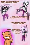 anthro black_body black_nose blush bottomwear clothing duo exercise eyes_closed humanoid_hands pants shirt text topwear white_body workout aivae_27 unicorn_wars pandi_(unicorn_wars) sonrisas_(unicorn_wars) bear giant_panda mammal 2023 comic hi_res spanish_text