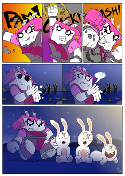 4_fingers 6_panel_comic ambiguous_anthro ambiguous_gender anthro bent_arm black_eyelids black_eyes blue_lipstick blue_sky boots bracelet buckteeth clenched_teeth closed_frown closed_smile clothed clothed_anthro clothed_female clothing curious destruction eyelashes eyes_closed featureless_crotch female female_anthro fingers fist footwear frown fur furniture furrowed_brow grey_boots grey_bracelet grey_clothing grey_footwear grey_wrestling_singlet group hair jewelry larger_anthro larger_female lipstick long_ears looking_at_another lying lying_on_ground makeup mitten_hands mouth_closed night noseless nude_ambiguous nude_anthro on_front on_ground onomatopoeia outside pigtails pink_clothing pink_hair pink_shirt pink_topwear punch question_mark red_tongue rock rubble shirt shoes sitting sitting_on_ground size_difference sky smaller_ambiguous smaller_anthro smile sound_effects speech_bubble square_eyes tan_inner_ear teeth text tongue topwear walking white_body white_fur wrestling_singlet yellow_hair_tie mrgametv1994 mario_plus_rabbids_sparks_of_hope nintendo raving_rabbids rayman_(series) ubisoft bedrock_(mario_plus_rabbids) elemental_creature hybrid lagomorph mammal mineral_fauna rabbid rock_creature 2023 absurd_res colored comic digital_media_(artwork) english_description hi_res shaded signature