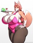 anthro big_breasts breasts bunny_costume clothing costume eyebrows female hand_on_hip looking_at_viewer pink_clothing red_eyes solo tail probablynoon among_us innersloth crewmate_(among_us) canid canine fox mammal 2024 hi_res