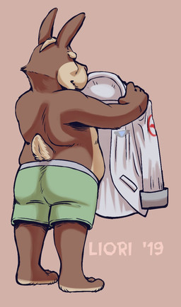 anthro barefoot belly boxer_briefs boxer_briefs_only brown_background brown_body brown_fur butt clothed clothing feet fur green_boxer_briefs green_clothing green_underwear jacket male mature_male simple_background slightly_chubby solo tan_body tan_fur topless topwear underwear underwear_only white_clothing white_jacket white_topwear redo_(artist) nintendo star_fox peppy_hare hare lagomorph leporid mammal hi_res signature