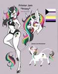 anthro breasts cutie_mark demisexual_pride_colors ear_piercing fangs female heterochromia hooves horn lgbt_pride nonbinary_pride_colors piercing pride_colors solo teeth text liechi hasbro my_little_pony mythology fan_character equid equine mammal mythological_creature mythological_equine unicorn vampire 2022 absurd_res character_name hi_res url