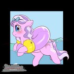 1:1 2024 alpha_channel blush bodily_fluids cold-blooded-twilight crying diamond_tiara_(mlp) earth_pony equid equine eyewear eyewear_on_head female feral friendship_is_magic goggles goggles_on_head hair hasbro hi_res hooves horse inflatable inner_tube mammal my_little_pony partially_submerged pink_body pony purple_hair quadruped solo tears water young