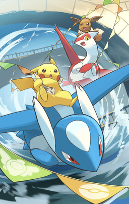 ambiguous_gender anthro brown_body brown_eyes brown_fur female feral fur group male multicolored_body open_mouth paws red_eyes tail tongue two_tone_body water yellow_body yellow_eyes hakkentai_pkdn nintendo pokemon pokemon_mystery_dungeon spike_chunsoft eevee generation_1_pokemon generation_3_pokemon latias latios legendary_pokemon pikachu pokemon_(species) 2025 hi_res female_(lore) male_(lore)