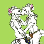 anthro belly_tuft blue_eyes bone bulge bulge_grab chest_tuft clone clothing duo ear_piercing erection eyes_closed fangs french_kissing fur hand_on_arm hand_on_back horn jewelry kissing leaning leaning_forward male male/male necklace piercing pink_sclera selfcest simple_background square_crossover star tail tail_motion tailwag teeth tongue tuft underwear white_body white_fur wispypie robyn_crawford bovid caprine goat mammal vampire werecreature 1:1 animated short_playtime unfinished