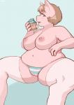 anthro big_breasts blue_eyes breasts brown_hair clothing cupcake earth_pony equid equine fan_character female food fur hair hasbro hi_res horse legwear long_hair looking_at_viewer mammal my_little_pony navel nipples open_mouth overweight overweight_anthro overweight_female panties pink_body pink_fur pony pose seductive simple_background slightly_chubby solo spread_legs spreading stockings the-rasp-b underwear