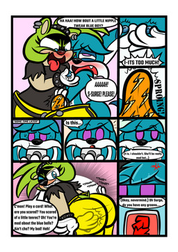 accessory anthro big_butt blue_body blue_eyes blue_fur blush bottomwear bracelet butt butt_slap card card_game clothed clothing cuff_bracelet dialogue duo ear_piercing ear_ring erection fangs female fur gaming genitals gloves green_body green_fur hair_accessory hairband handwear jewelry male male/female nipple_fetish nipple_play nipples one_eye_closed pants partially_clothed partially_clothed_anthro partially_clothed_female partially_clothed_male penis piercing purple_body purple_eyes purple_fur quills_(anatomy) ring_piercing self_spank sharp_teeth shirt shirtless_anthro shirtless_male slap spanking speech_bubble strip_game strip_games tail teasing teeth text tongue tongue_out topless topless_anthro topless_male topwear underwear wink winking_at_another kaokaoarts oddkao idw_publishing sega sonic_the_hedgehog_(comics) sonic_the_hedgehog_(idw) sonic_the_hedgehog_(series) kitsunami_the_fennec surge_the_tenrec afrosoricid canid canine fennec_fox fox mammal tenrec true_fox absurd_res comic english_text hi_res