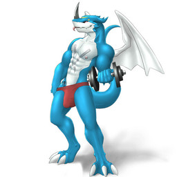 anthro biped blue_body blue_skin bulge claws clothed clothing countershading detailed_bulge exercise facial_markings fangs genital_outline grin head_markings holding_object horn looking_at_viewer male markings membrane_(anatomy) membranous_wings muscular muscular_anthro muscular_male nipples non-mammal_nipples penis_outline pose red_eyes smile solo standing tail teeth thong tongue tongue_out topless underwear weightlifting weights wings workout vader-san bandai_namco digimon mythology xbuimonsama digimon_(species) dragon exveemon mythological_creature mythological_scalie scalie 1:1 pinup