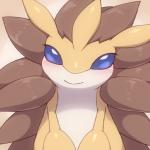 blue_eyes blush female feral looking_at_viewer simple_background smile solo kajinchu nintendo pokemon sabari generation_1_pokemon mammal pokemon_(species) sandslash 1:1