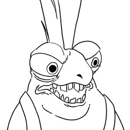 ambiguous_gender anthro big_eyes looking_forward mohawk open_mouth sharp_teeth solo teeth twistcmyk nintendo splatoon aquatic cohock_(splatoon) fish salmonid_(splatoon) monochrome