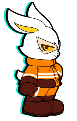 4_fingers anthro blush blush_lines boots bottomwear brown_boots brown_clothing brown_footwear brown_gloves brown_handwear cheek_tuft clothing drawstring_topwear eyebrows eyelashes eyewear facial_tuft female fingers footwear fur gloves handwear jacket looking_at_viewer no_sclera orange_bottomwear orange_clothing orange_eyewear orange_jacket orange_pants orange_sunglasses orange_topwear pants pink_nose pointy_sunglasses scut_tail shoes short_tail simple_background smile solo stripes sunglasses tail thick_outline topwear tuft white_background white_body white_fur white_stripes yellow_eyes yellow_inner_ear yellow_sclera kekitopu bombun bombun_(kekitopu) lagomorph leporid mammal rabbit 2025 absurd_res hi_res