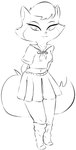 anthro bottomwear bow_tie cheek_tuft clothed clothing eyebrows eyelashes facial_tuft female fluffy fluffy_tail footwear fully_clothed fur fur_tuft hair hands_behind_back looking_at_viewer loose_socks midriff navel pointy_ears prick_ears school_uniform shirt short_hair skirt smile smiling_at_viewer socks solo standing tail thick_eyelashes topwear tuft uniform wide_hips gold-white-kott cats_don't_dance warner_brothers sawyer_(cats_don't_dance) domestic_cat felid feline felis mammal 2022 digital_media_(artwork) full-length_portrait hi_res monochrome portrait