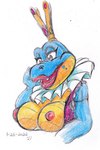 anthro blue_body breasts clothed clothing crown female headgear lips nipples pink_lips pink_nipples solo kitsune_youkai activision spyro_the_dragon sorceress_(spyro) dinopotamus 2022 hi_res shaded