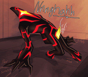 1_eye 4_fingers black_body bodily_fluids claws cum detailed_background ejaculation featureless_feet feet finger_claws fingers genital_fluids genitals glowing glowing_genetalia glowing_genitalia glowing_penis intense_orgasm light male markings noseless not_furry onomatopoeia orgasm penis red_markings scratches scratching solo sound_effects text yellow_penis lumen_fox ben_10 cartoon_network malware_(ben_10) alien galvanic_mechamorph absurd_res hi_res lighting shaded