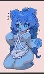 ahoge anthro apron apron_only blue_body blue_eyes blue_fur blue_hair braided_hair breasts claws clothing doll female fluffy_ears fur hair heart_symbol maid_apron nipples pawpads pupils scrollbar solo tongue tongue_out unusual_pupils seuppi mochikuma_(seuppi) animate_inanimate bear living_doll mammal hi_res letterbox