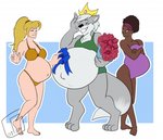 anthro bikini bikini_bottom bikini_top clothed clothing contest crossdressing female group male multiple_pregnancies pregnant pregnant_anthro pregnant_female pregnant_human pregnant_male slightly_chubby slightly_chubby_male swimwear two-piece_swimsuit randomgirl1265 suibelly ian_the_wolf canid canine canis human mammal wolf