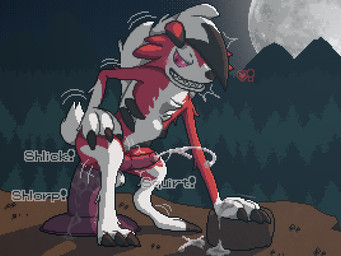 abdominal_bulge anal anal_masturbation anal_orgasm anal_penetration animal_genitalia animal_penis backlighting balls barefoot big_penis blush bodily_fluids brown_markings canine_genitalia canine_penis claws clenched_teeth cliff cum cum_on_paw cum_on_penis cum_pool cum_string cum_while_penetrated cumshot detailed_background digitigrade dildo dildo_in_ass dildo_insertion dildo_sitting ejaculation erection exclamation_point feet feral forest full_moon fur genital_fluids genitals hand_on_leg hands-free heart_symbol huge_dildo knot light looking_down lube male male_penetrated markings masturbation moon motion_lines multicolored_body multicolored_fur night nude object_in_ass on_ground onomatopoeia orgasm outside paws penetration penis pink_sclera plant red_body red_fur rock semi-anthro sex_toy sex_toy_in_ass sex_toy_insertion shadow sharp_teeth solo sound_effects spread_legs spreading teeth text toe_claws toying_self tree tuft two_tone_body two_tone_fur white_body white_fur conditional_dnp phosaggro nintendo pokemon canid canine generation_7_pokemon lycanroc mammal midnight_lycanroc pokemon_(species) 2020 4:3 digital_media_(artwork) lighting pixel_(artwork)