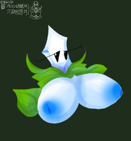 areola big_breasts black_eyes breasts busty_fauna eyelashes female front_view green_background green_body huge_breasts inverted_nipples long_eyelashes mouthless multicolored_body narrowed_eyes nipples not_furry nude plant simple_background solo text two_tone_body white_body shibaisix electronic_arts plants_vs._zombies popcap_games elemental_creature flora_fauna magnifying_grass_(pvz) artist_name chinese_text digital_media_(artwork)