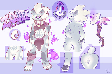 anthro anus barefoot bottomwear bra claws clothing digitigrade ear_piercing feet female genitals jewelry loincloth magic markings multicolored_body necklace nude piercing solo staff tribal tribal_markings underwear vulva kemotobi zouie_(kemotobi) koala mammal marsupial vombatiform 2015 3:2 letterbox model_sheet