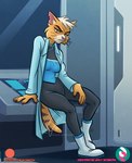 anthro black_eyes boots breasts clothed clothing coat exposure_variation female footwear frown fur lab_coat looking_at_viewer mature_anthro mature_female notched_ear orange_body orange_fur scowl shoes side_view sitting solo starfleet_insignia starfleet_uniform text topwear whiskers yellow_sclera nicnak044 star_trek star_trek_lower_decks dr._t'ana caitian felid mammal 2021 digital_media_(artwork) url